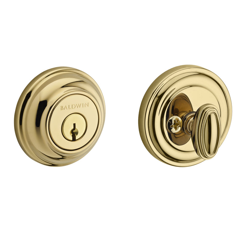 Baldwin Reserve Single Cylinder Traditional Round Deadbolt with 6AL Latch and Dual Strike Baldwin Reserve