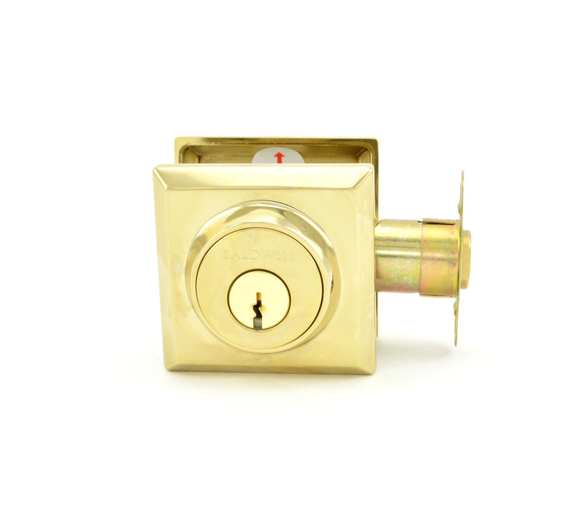 Baldwin Reserve Single Cylinder Traditional Square Deadbolt with 6AL Latch and Dual Strike Baldwin Reserve