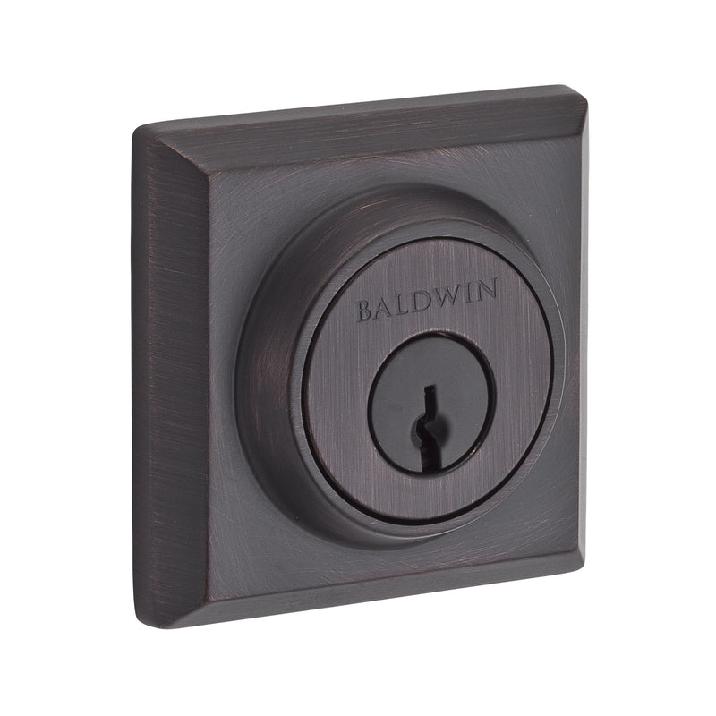 Baldwin Reserve Single Cylinder Traditional Square Deadbolt with 6AL Latch and Dual Strike Baldwin Reserve