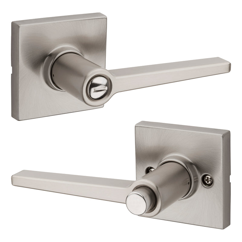 Safelock Daylon Lever with Square Rose Privacy Lock with RCAL Latch and RCS Strike Kwikset