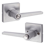 Safelock Daylon Lever with Square Rose Privacy Lock with RCAL Latch and RCS Strike Kwikset