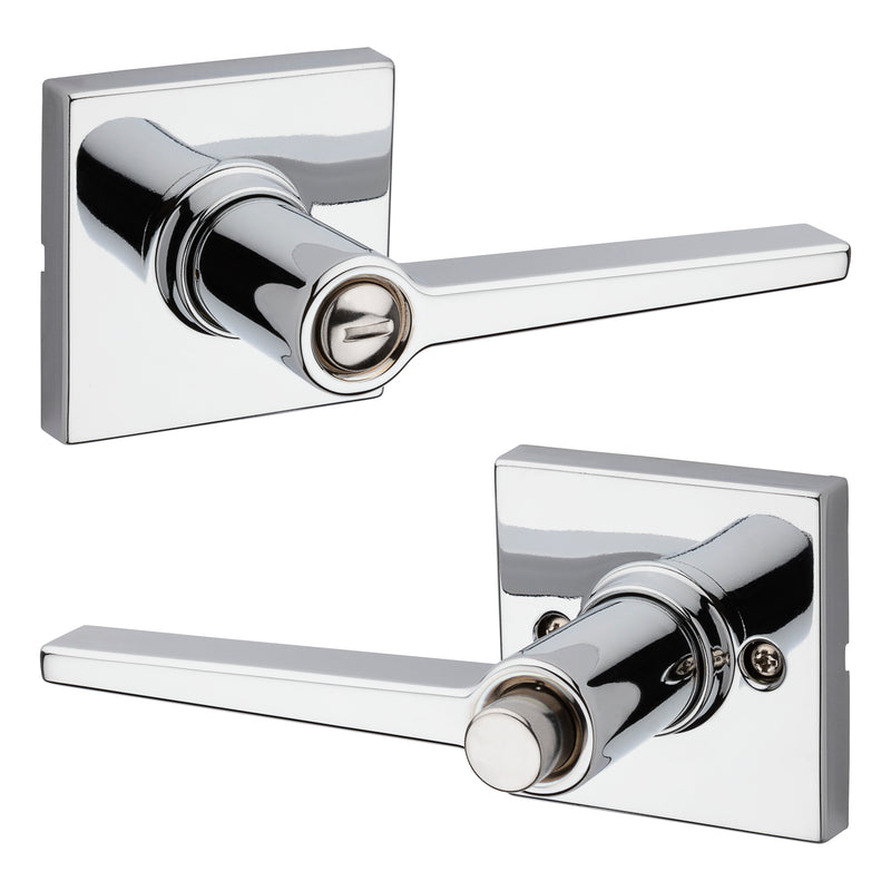 Safelock Daylon Lever with Square Rose Privacy Lock with RCAL Latch and RCS Strike Kwikset