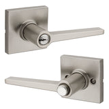 Safelock Daylon Lever with Square Rose Push Button Entry Lock with RCAL Latch and RCS Strike Kwikset