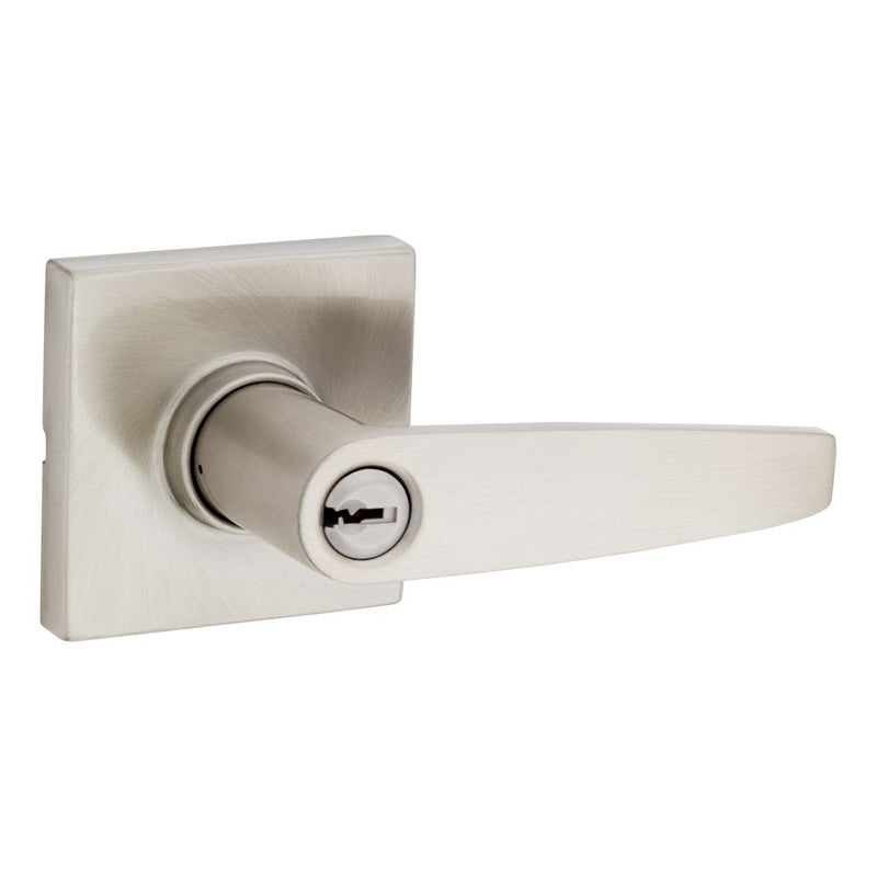 Safelock Winston Lever Square Rose Push Button Entry Lock with 4AL Latch and RCS Strike Kwikset