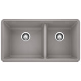 Blanco Precis SILGRANIT 33" 60/40 Double Bowl Undermount Kitchen Sink Blanco