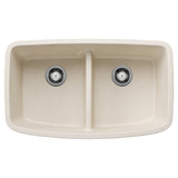 Blanco Valea SILGRANIT 32" 50/50 Double Bowl Undermount Kitchen Sink with Low Divide Blanco