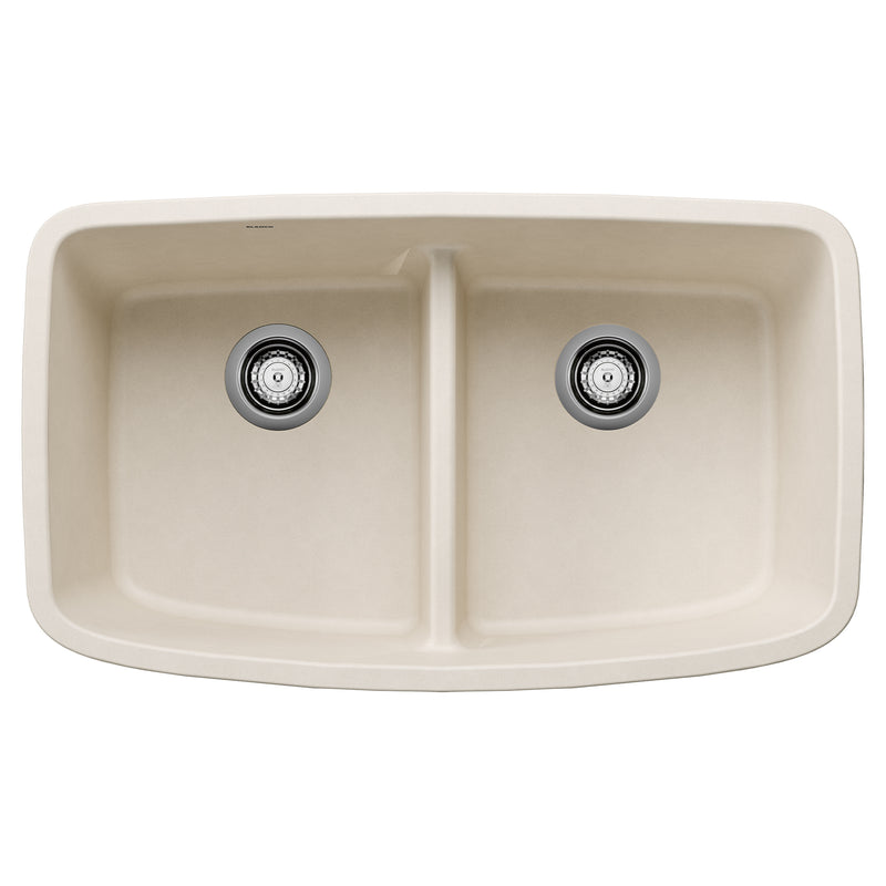 Blanco Valea SILGRANIT 32" 50/50 Double Bowl Undermount Kitchen Sink with Low Divide Blanco