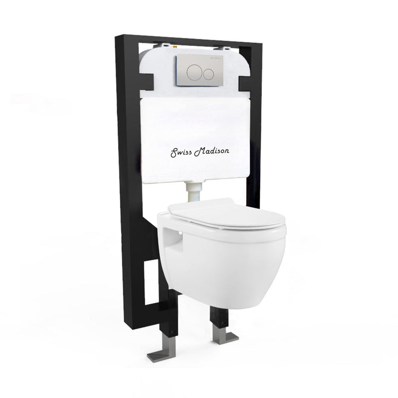 Swiss Madison Swiss Madison Well Made Forever SM-WK450-01C - Ivy Wall Hung Elongated Toilet Bundle, Glossy White