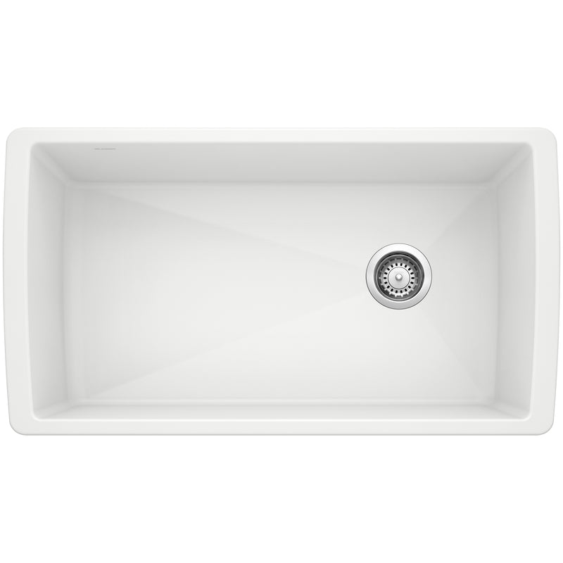 Blanco Diamond SILGRANIT 33" Super Single Undermount Kitchen Sink Blanco