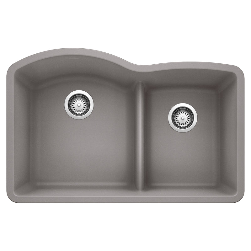 Blanco Diamond SILGRANIT 32" 60/40 Double Bowl Undermount Kitchen Sink with Low Divide Blanco