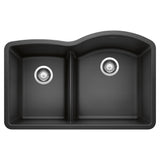 Blanco Diamond SILGRANIT 32" 40/60 Reverse Double Bowl Undermount Kitchen Sink with Low Divide Blanco