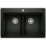 Blanco Diamond SILGRANIT 33" 50/50 Double Bowl Dual Mount Kitchen Sink Blanco