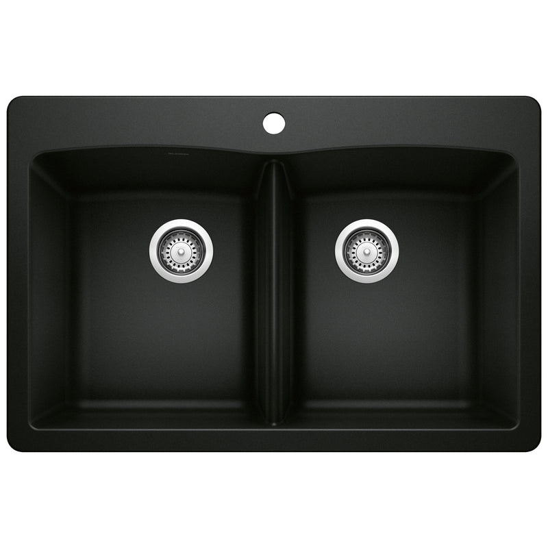 Blanco Diamond SILGRANIT 33" 50/50 Double Bowl Dual Mount Kitchen Sink Blanco