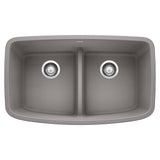 Blanco Valea SILGRANIT 32" 50/50 Double Bowl Undermount Kitchen Sink with Low Divide Blanco