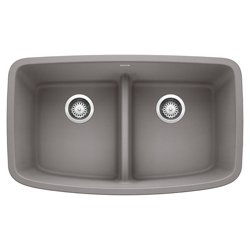 Blanco Valea SILGRANIT 32" 50/50 Double Bowl Undermount Kitchen Sink with Low Divide Blanco