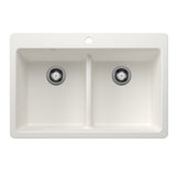 Blanco Liven SILGRANIT 33" 50/50 Double Bowl Dual Mount Kitchen Sink with Low Divide Blanco