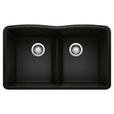 Blanco Diamond SILGRANIT 32" 50/50 Double Bowl Undermount Kitchen Sink with Low Divide Blanco