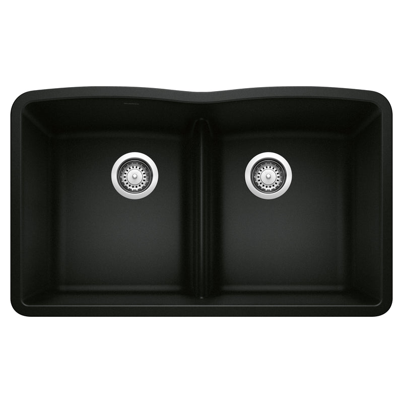 Blanco Diamond SILGRANIT 32" 50/50 Double Bowl Undermount Kitchen Sink with Low Divide Blanco