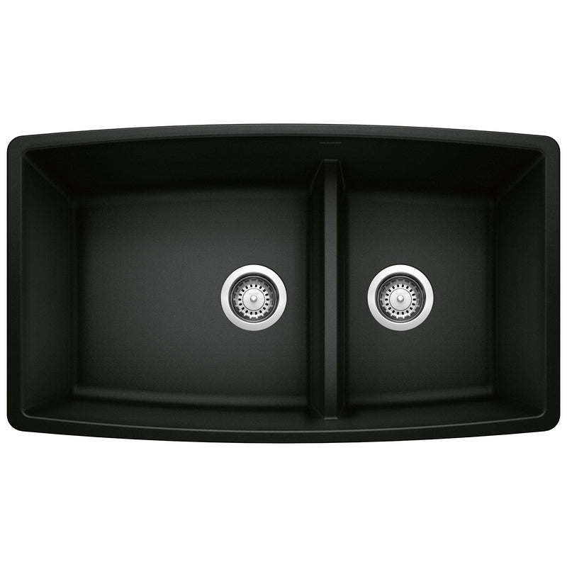 Blanco Performa SILGRANIT 33" 60/40 Double Bowl Undermount Kitchen Sink with Low Divide Blanco