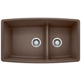 Blanco Performa SILGRANIT 33" 60/40 Double Bowl Undermount Kitchen Sink with Low Divide Blanco