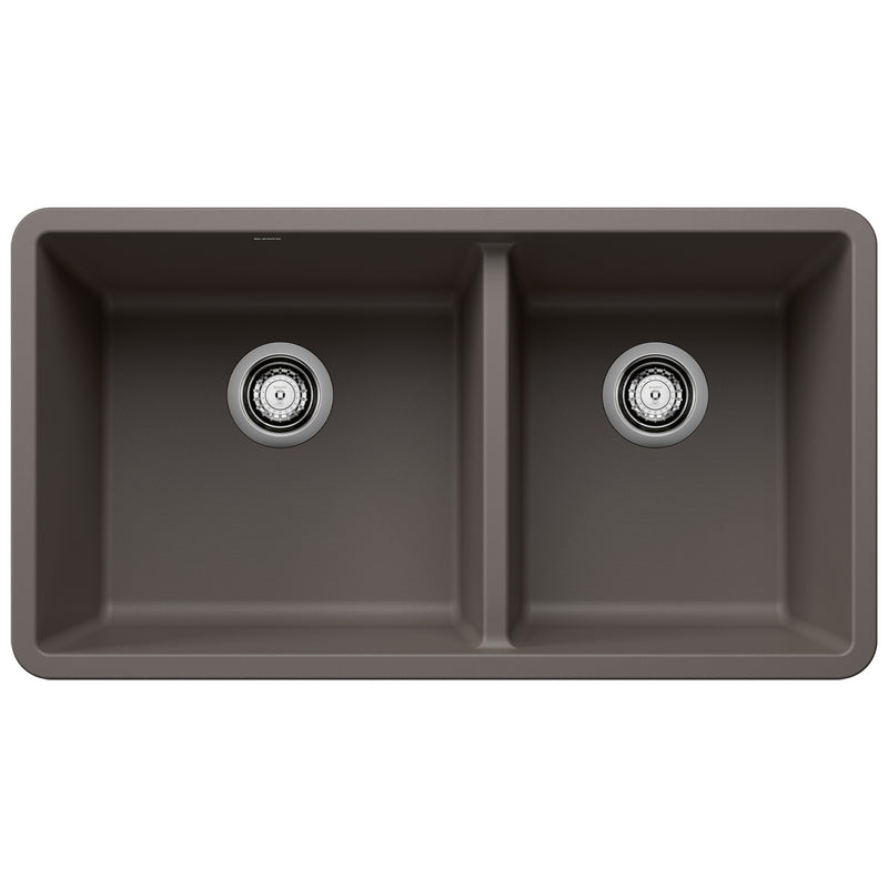 Blanco Precis SILGRANIT 33" 60/40 Double Bowl Undermount Kitchen Sink Blanco