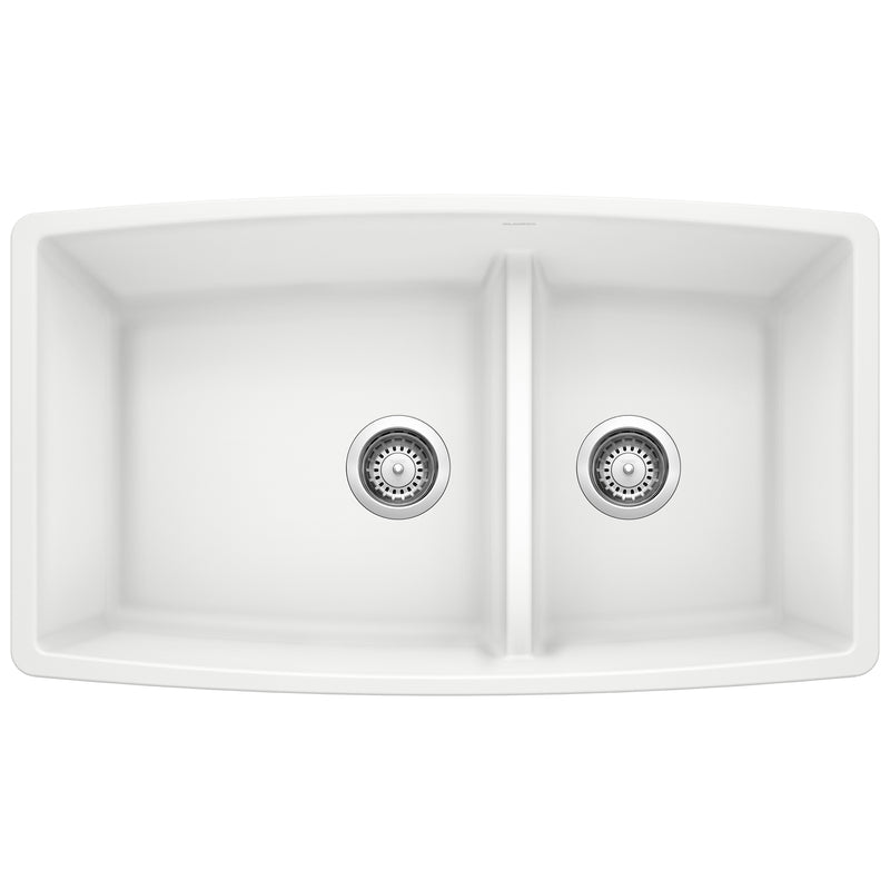 Blanco Performa SILGRANIT 33" 60/40 Double Bowl Undermount Kitchen Sink with Low Divide Blanco