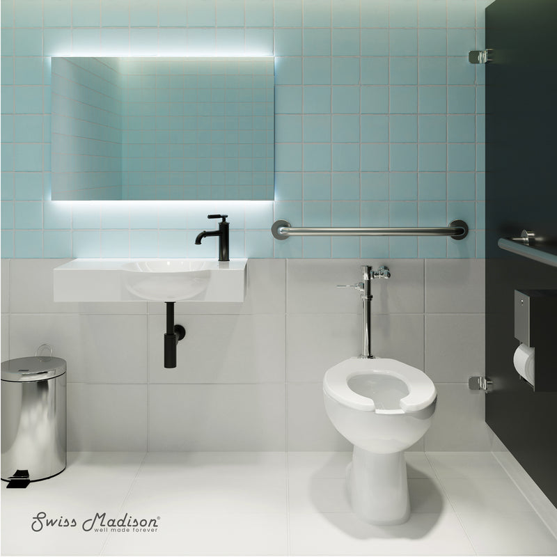 Swiss Madison Sirene Floor-Mounted Commercial Elongated Top Flush Spud Flushometer Toilet Bowl