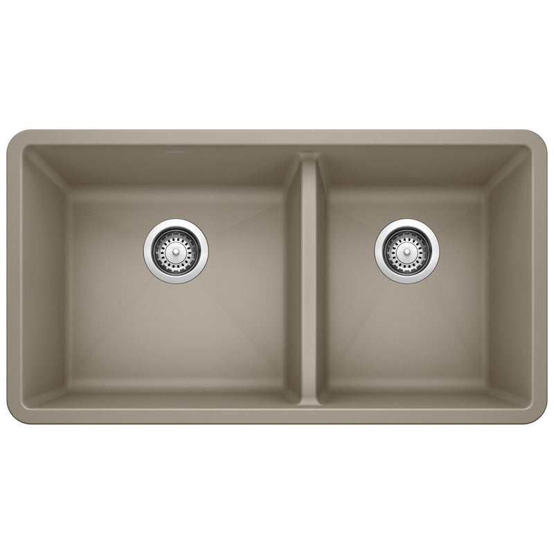 Blanco Precis SILGRANIT 33" 60/40 Double Bowl Undermount Kitchen Sink Blanco