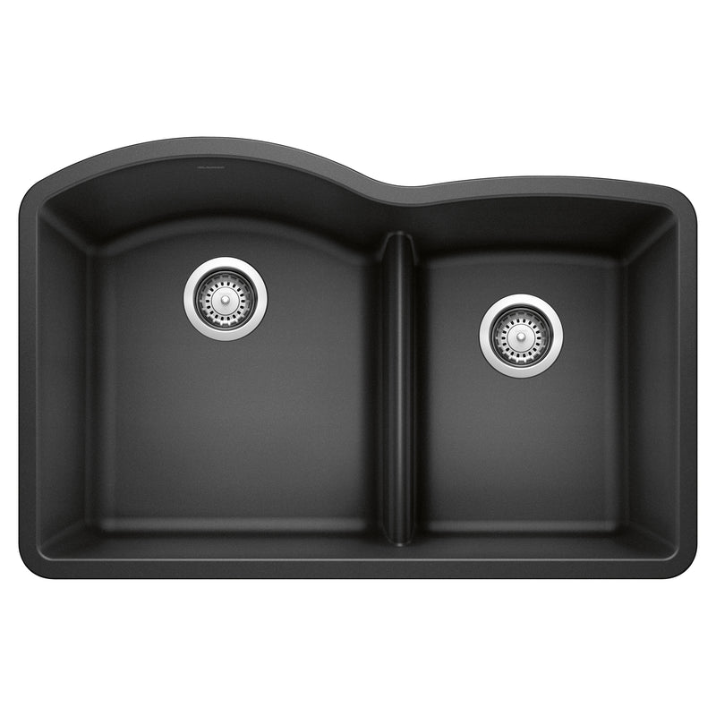 Blanco Diamond SILGRANIT 32" 60/40 Double Bowl Undermount Kitchen Sink with Low Divide Blanco