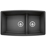 Blanco Performa SILGRANIT 33" 60/40 Double Bowl Undermount Kitchen Sink with Low Divide Blanco