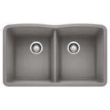 Blanco Diamond SILGRANIT 32" 50/50 Double Bowl Undermount Kitchen Sink Blanco