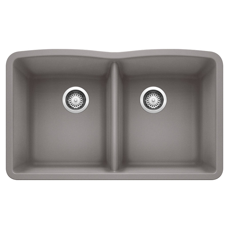 Blanco Diamond SILGRANIT 32" 50/50 Double Bowl Undermount Kitchen Sink Blanco