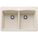 Blanco Diamond SILGRANIT 33" 50/50 Double Bowl Dual Mount Kitchen Sink Blanco