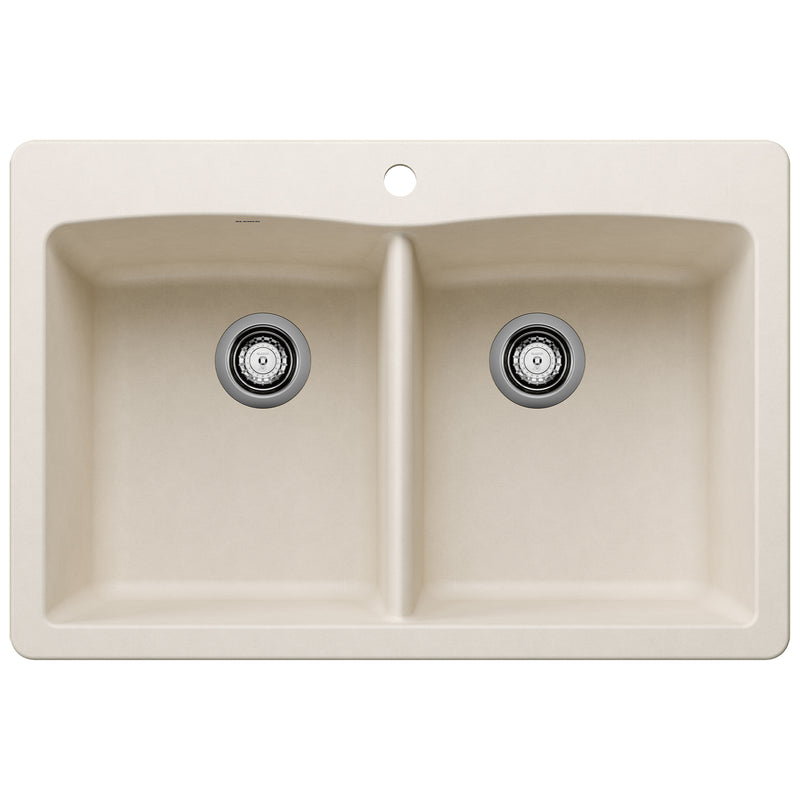 Blanco Diamond SILGRANIT 33" 50/50 Double Bowl Dual Mount Kitchen Sink Blanco