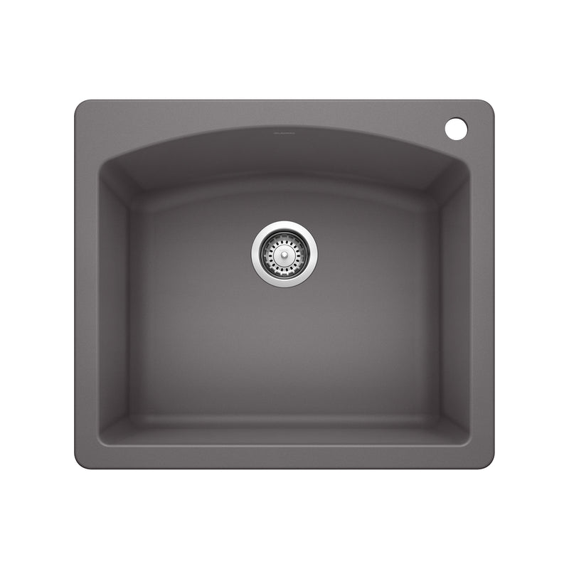 Blanco Diamond SILGRANIT 25" Single Bowl Dual Mount Kitchen Sink Blanco