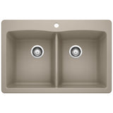 Blanco Diamond SILGRANIT 33" 50/50 Double Bowl Dual Mount Kitchen Sink Blanco