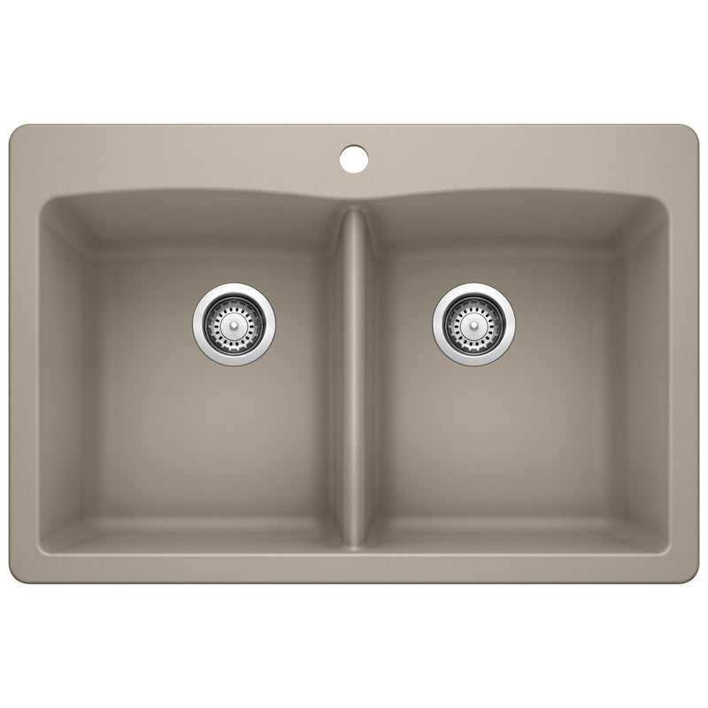 Blanco Diamond SILGRANIT 33" 50/50 Double Bowl Dual Mount Kitchen Sink Blanco