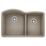 Blanco Diamond SILGRANIT 32" 60/40 Double Bowl Undermount Kitchen Sink Blanco