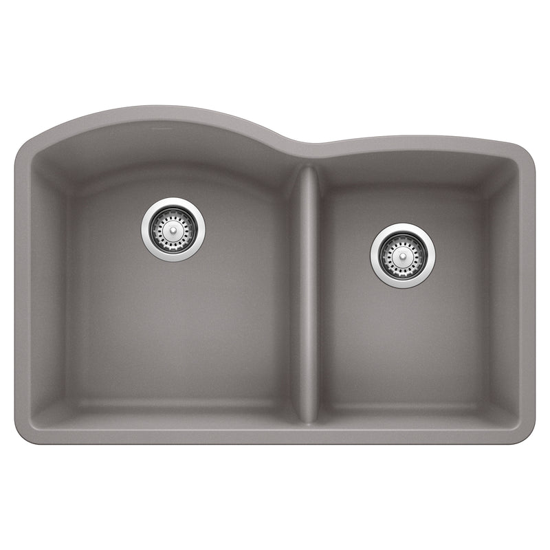 Blanco Diamond SILGRANIT 32" 60/40 Double Bowl Undermount Kitchen Sink Blanco