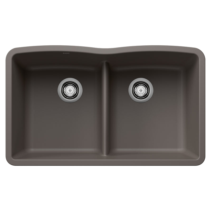 Blanco Diamond SILGRANIT 32" 50/50 Double Bowl Undermount Kitchen Sink with Low Divide Blanco