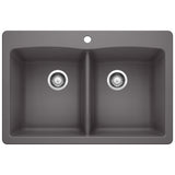 Blanco Diamond SILGRANIT 33" 50/50 Double Bowl Dual Mount Kitchen Sink Blanco