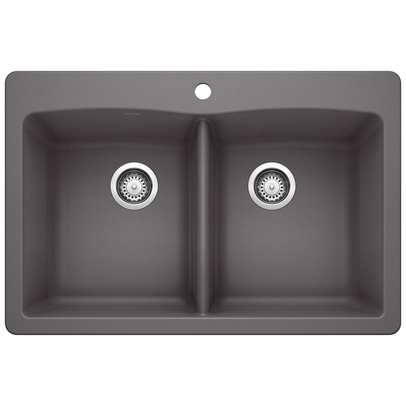 Blanco Diamond SILGRANIT 33" 50/50 Double Bowl Dual Mount Kitchen Sink Blanco