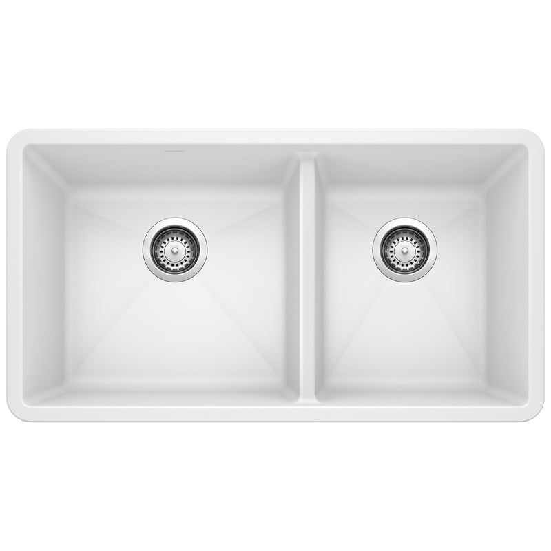 Blanco Precis SILGRANIT 33" 60/40 Double Bowl Undermount Kitchen Sink Blanco