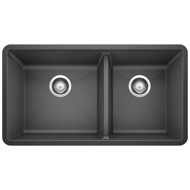 Blanco Precis SILGRANIT 33" 60/40 Double Bowl Undermount Kitchen Sink Blanco