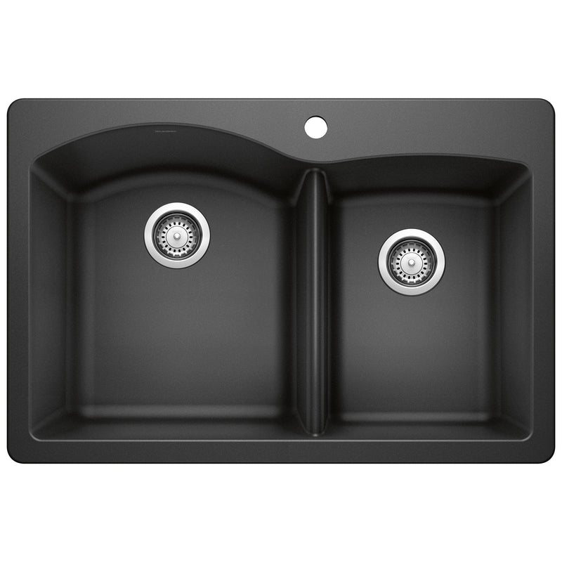 Blanco Diamond SILGRANIT 33" 60/40 Double Bowl Dual Mount Kitchen Sink Blanco