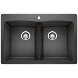 Blanco Diamond SILGRANIT 33" 50/50 Double Bowl Dual Mount Kitchen Sink Blanco