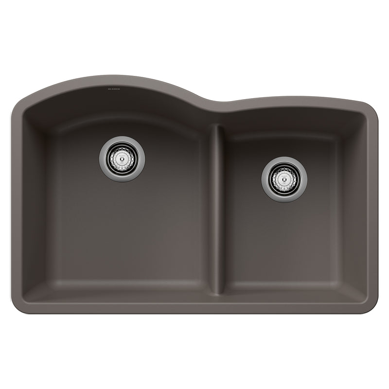 Blanco Diamond SILGRANIT 32" 60/40 Double Bowl Undermount Kitchen Sink with Low Divide Blanco