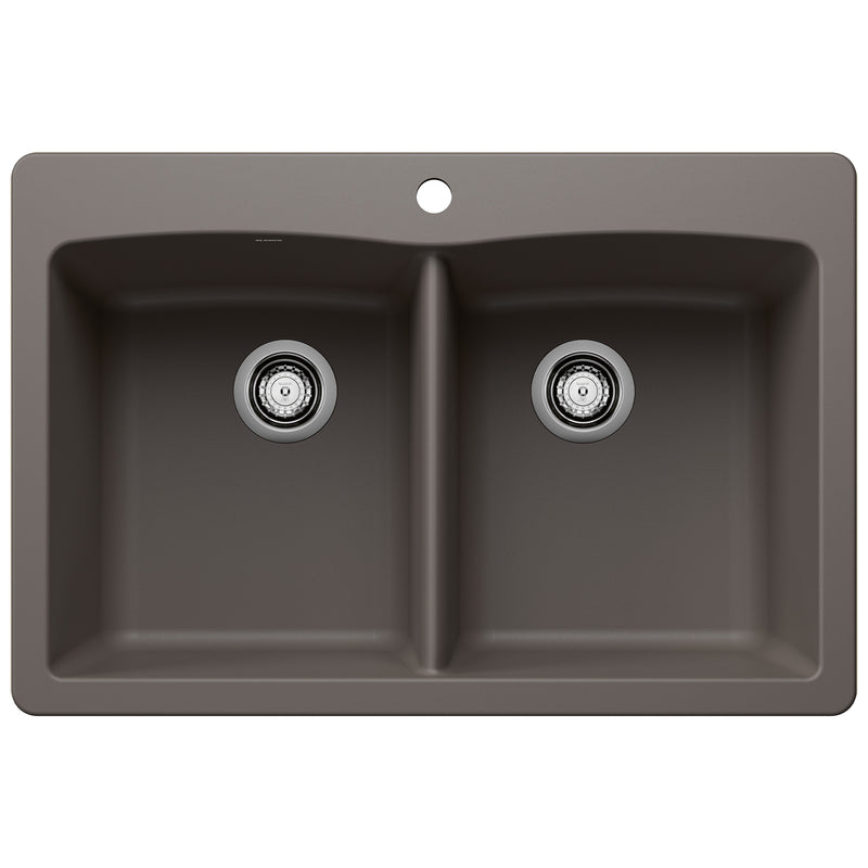 Blanco Diamond SILGRANIT 33" 50/50 Double Bowl Dual Mount Kitchen Sink Blanco