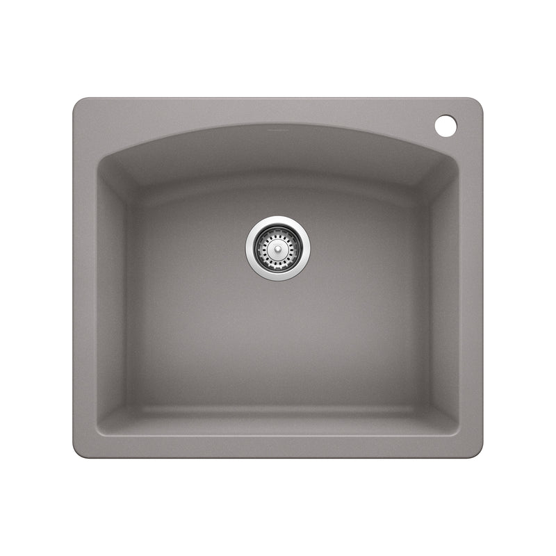 Blanco Diamond SILGRANIT 25" Single Bowl Dual Mount Kitchen Sink Blanco