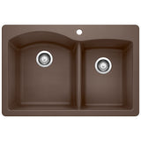 Blanco Diamond SILGRANIT 33" 60/40 Double Bowl Dual Mount Kitchen Sink Blanco